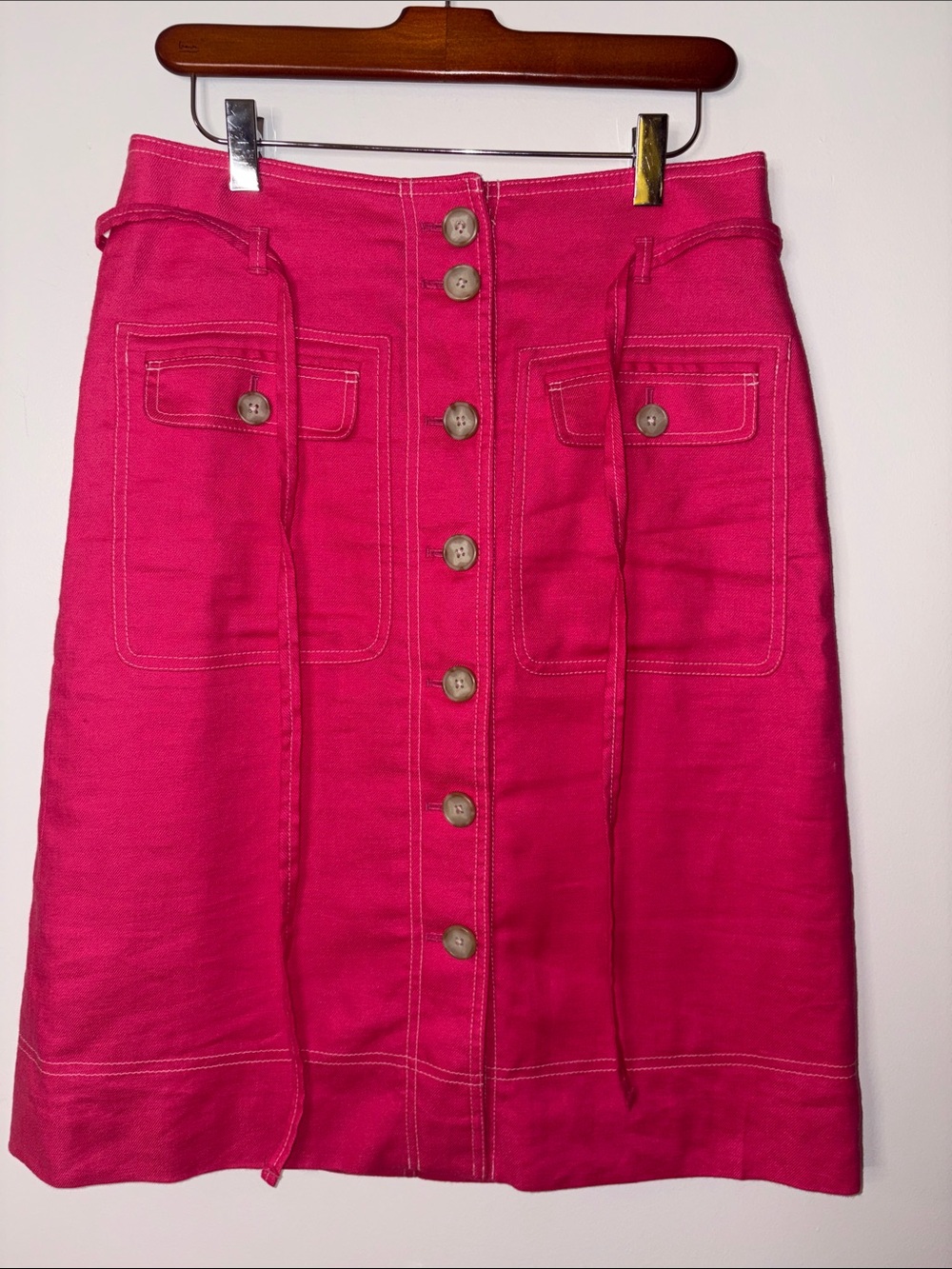 J-Crew Button-Front Pink Women's Skirt Size 10